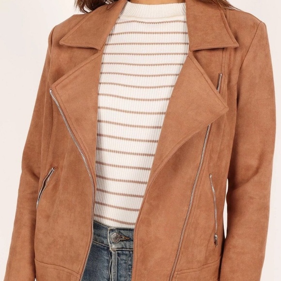 Petal & Pup Jackets & Blazers - NEW Petal and Pup Womens Spencer Faux Suede Moto Jacket (Tan) - SZ 12